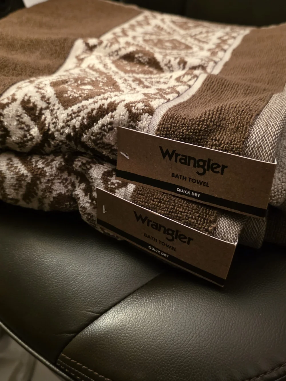 Wrangler Brown and Cream Patterned Bath Towel Set